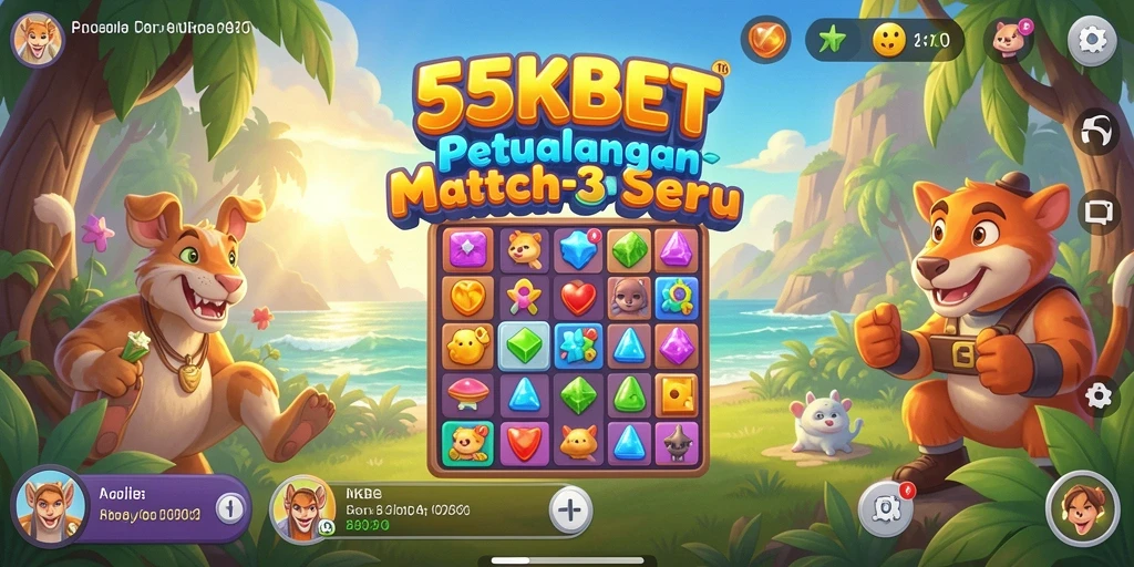 Tampilan game 55KBET yang menantang dan memikat dalam match-3.