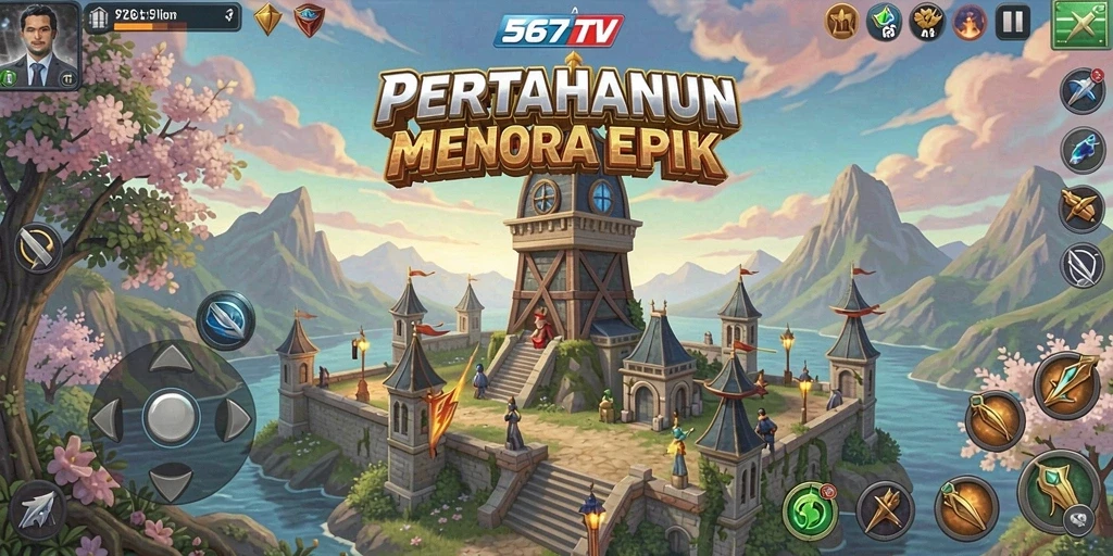 Tampilan gameplay menegangkan di 567TV yang menampilkan pertarungan menara pertahanan.