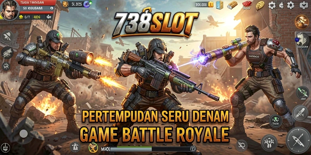 Gameplay seru di 738SLOT dengan pertempuran intens Battle Royale.