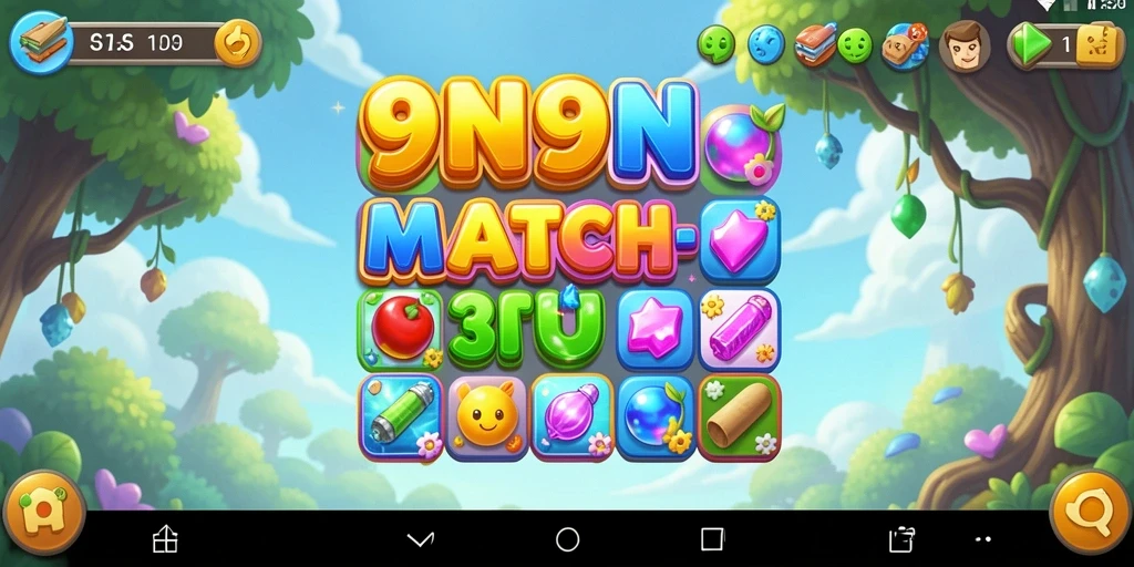 Screenshot yang menampilkan gameplay seru 9N9N di dalam genre Match-3.