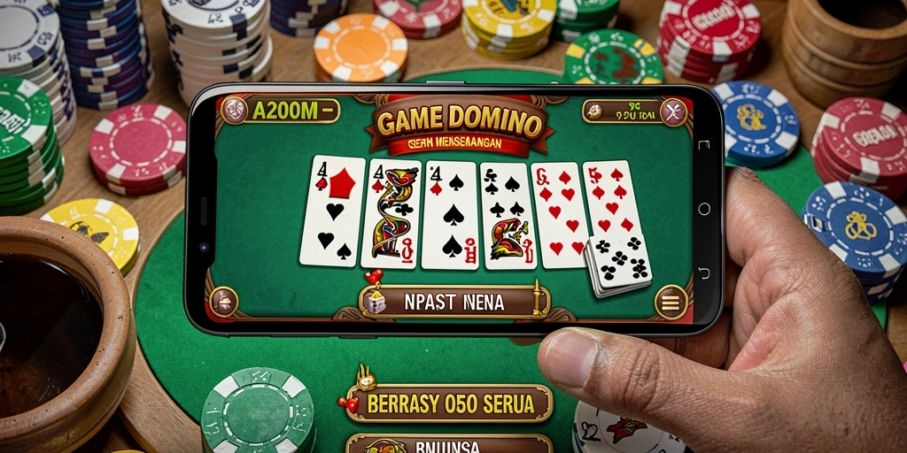 Tampilan seru dari gameplay A200M dalam permainan domino.