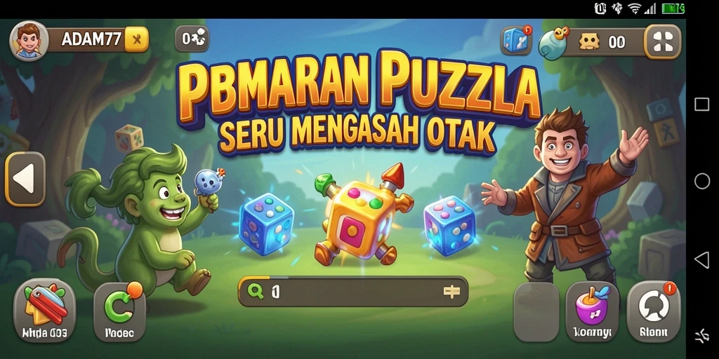 Tampilan gameplay puzzle ADAM77 dengan tingkat tantangan yang bervariasi.