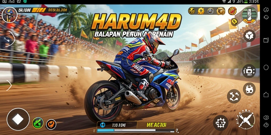 Tampilkan aksi balapan motor yang menegangkan dalam HARUM4D.