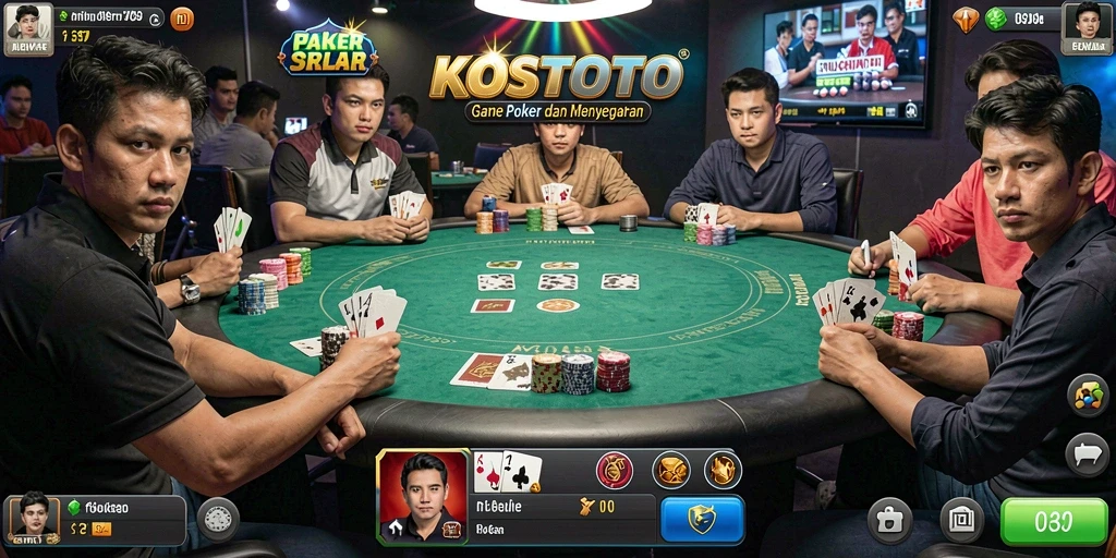 Gameplay KOSTOTO yang menegangkan dan seru di meja Poker.