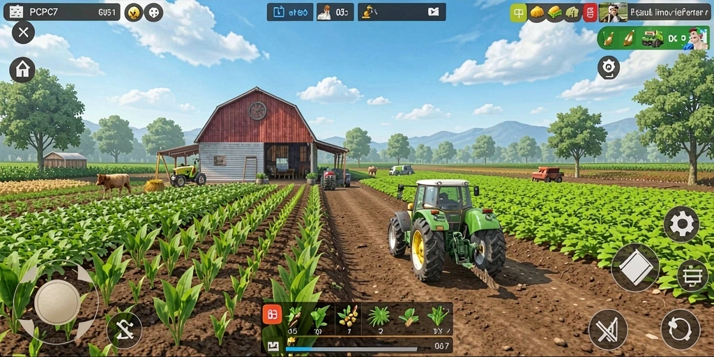Tangkapan layar gameplay PCPC7 menampilkan pengalaman bertani yang seru.