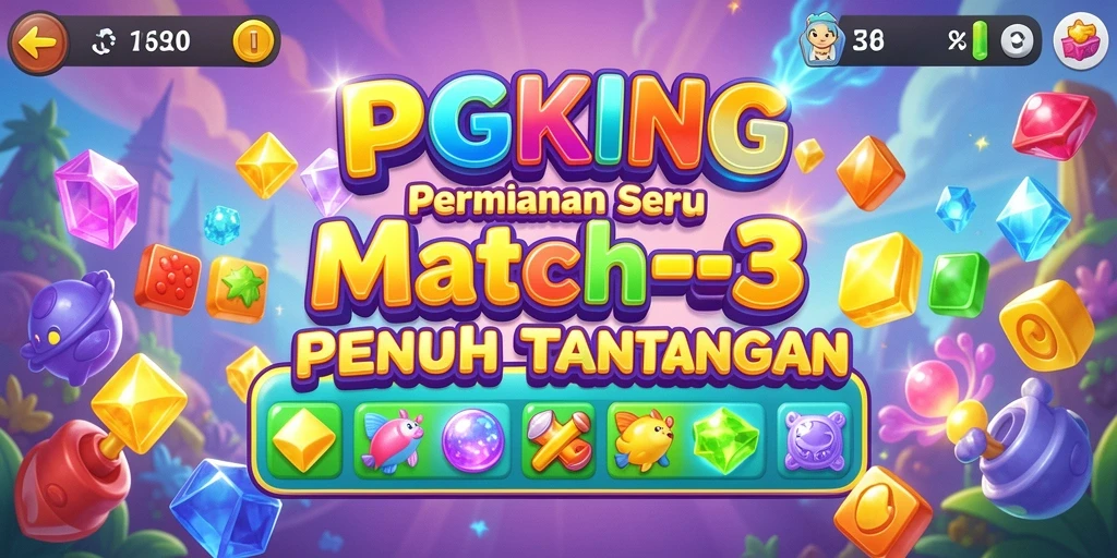 Screenshot PGKING menampilkan aksi permainan Match-3 yang seru dan penuh warna.
