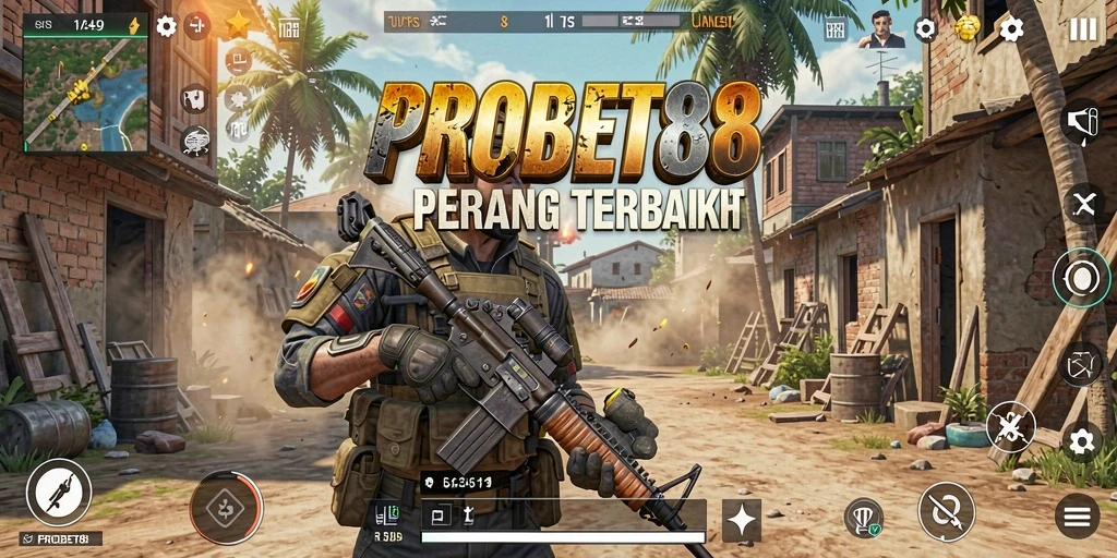 Screenshot gameplay yang mendebarkan dari PROBET88 dengan aksi Battle Royale.