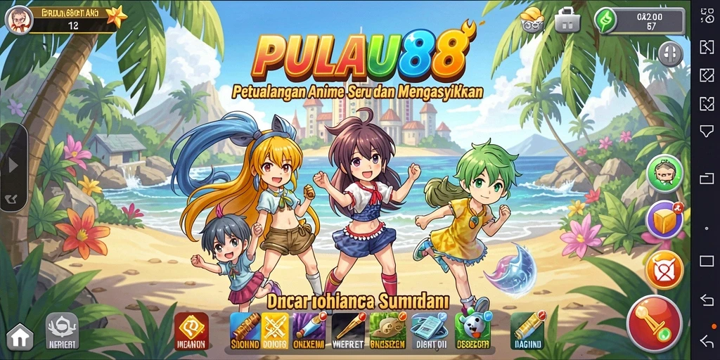 Tampilan gameplay PULAU88 yang penuh warna dan karakter yang hidup.