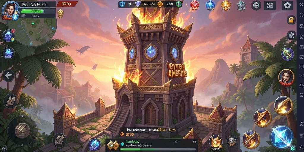 Screenshot gameplay RR789 dengan menara yang siap bertarung.