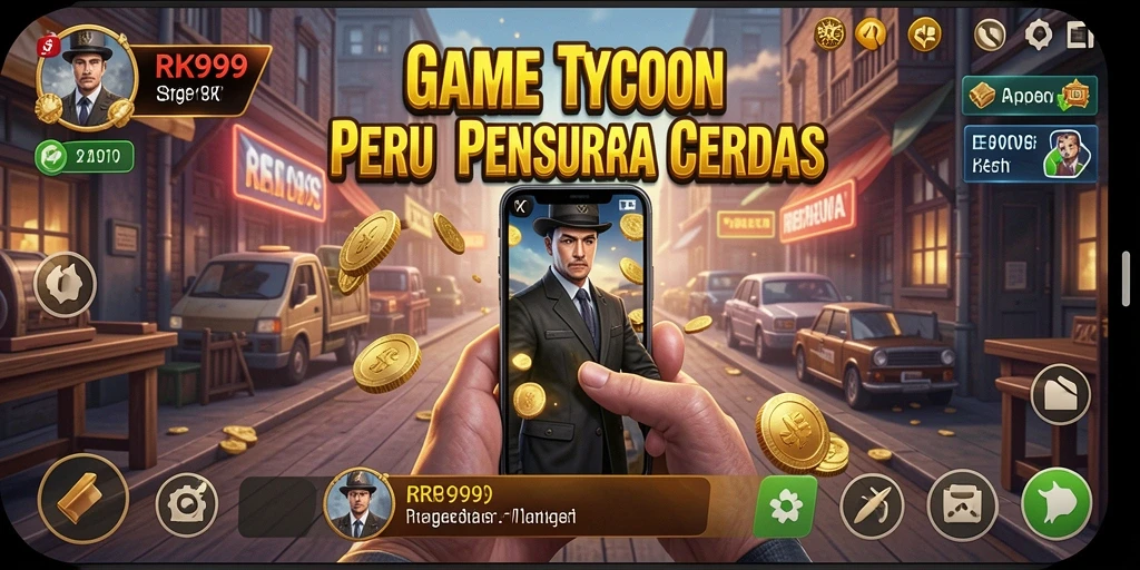 Tampilan gameplay menarik dari RR999 dengan berbagai jenis bisnis yang dapat dikelola.