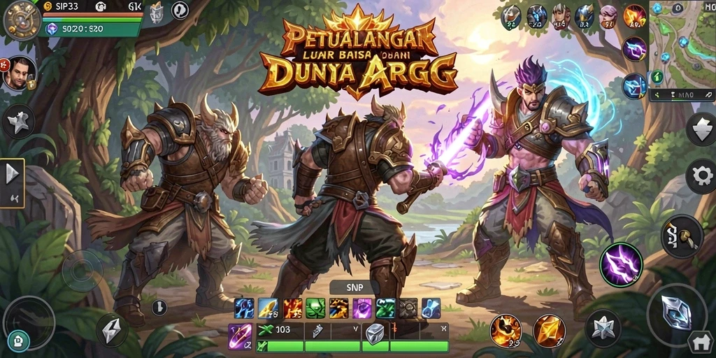 Tampilan gameplay menarik dari SIP33 dengan pertarungan seru dan dunia fantastis.