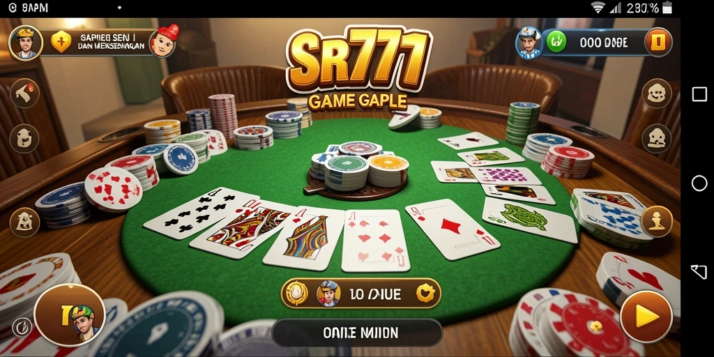 Screenshot gameplay SR777 menampilkan kartu Gaple di papan permainan.