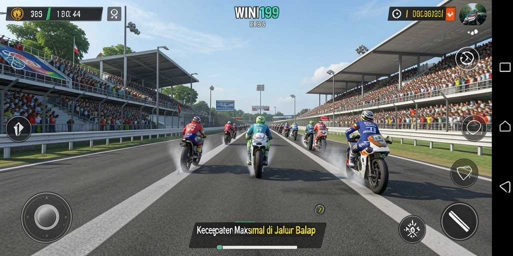 Screenshot gameplay WIN199 yang menampilkan balapan seru dan penuh adrenalin.
